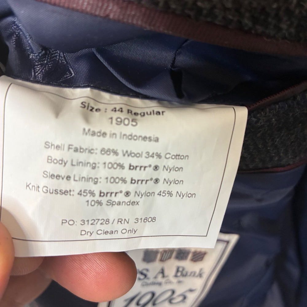 Jos. A. Bank Blazer Jacket Men 44R Grey Purple‎ Windowpane 1905 Sport Coat Moon - Picture 6 of 12